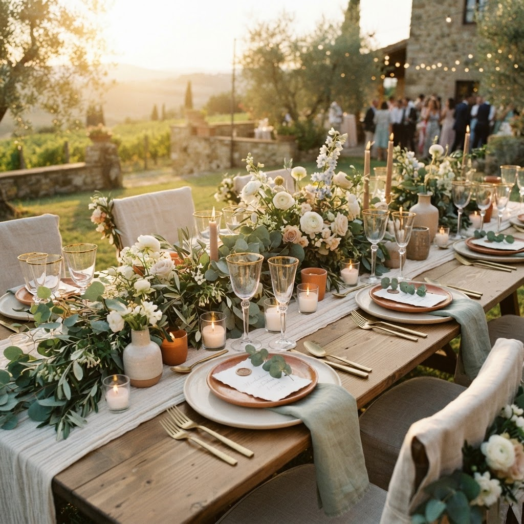 Mesa decorada para la recepción